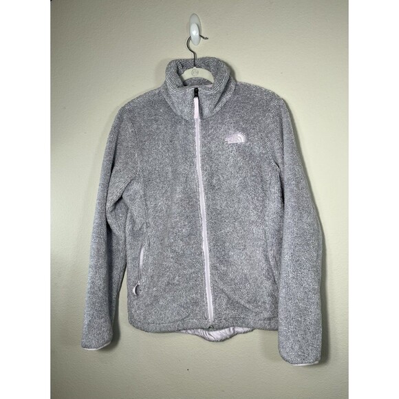 The North Face Women's Oatmeal Full Zip Fuzzy Fleece Osito Jacket Grey Sz L - Picture 1 of 15